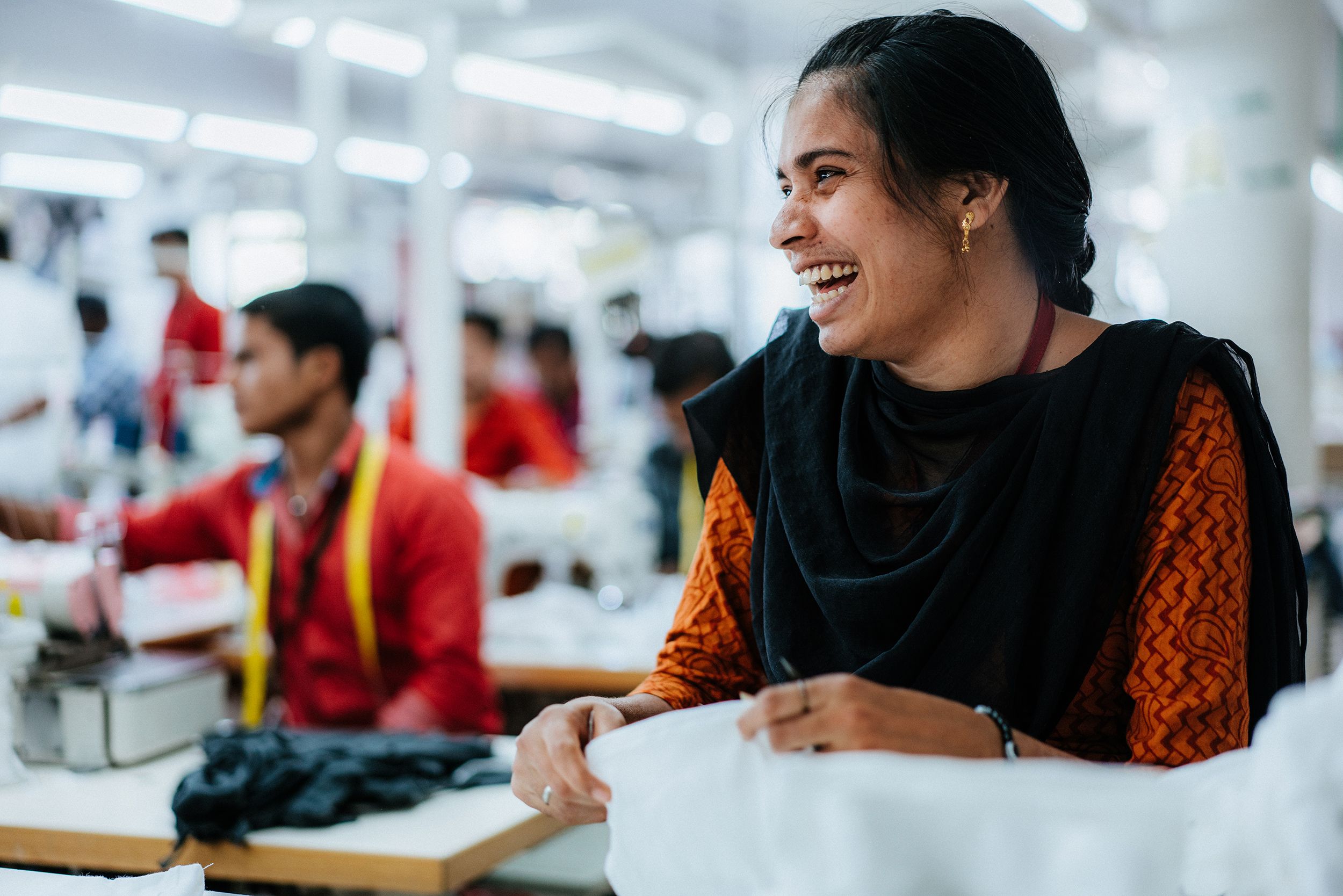 workers in GOTS certified factory in India